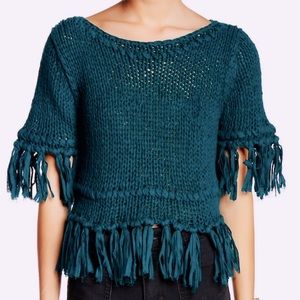NWOT Free People On the Fringe Crop Sweater